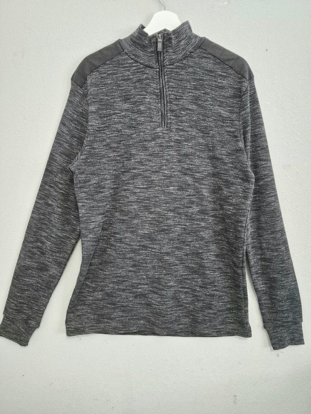 Ike By Ike Behar Quarter Zip Pullover Men Medium Heather Black NWOT